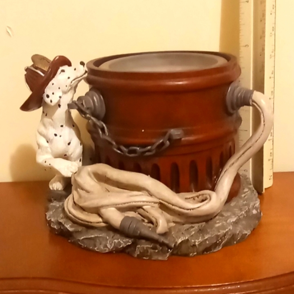 DALMATIAN FIREMEN CERAMIC CANDLE HOLDER